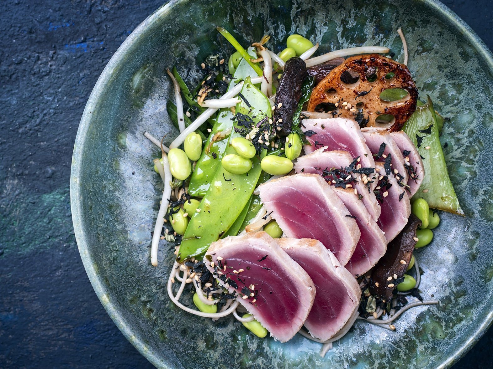 Modern Style Traditional Japanese Gourmet Seared Tuna Fish Steak