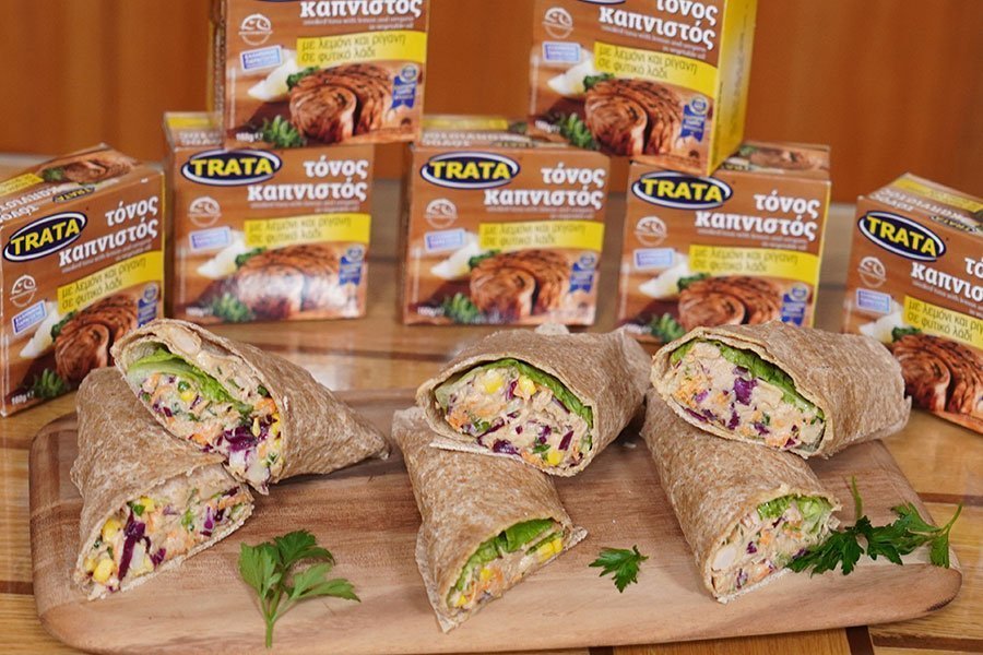 Wrap με τόνο καπνιστό Trata, λεμόνι και ρίγανη