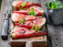 Sweet Burned Watermelon With Red Pepper And Mint.