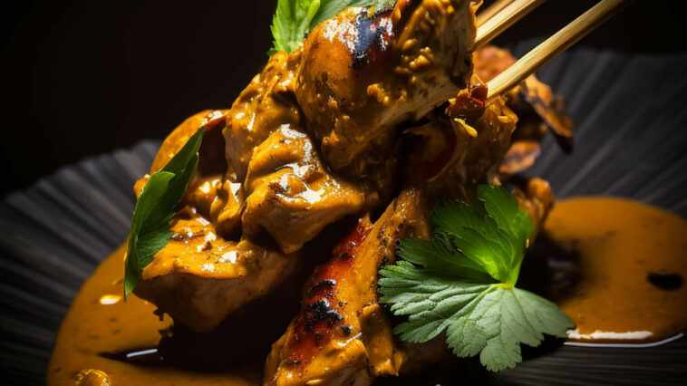 Μοσχάρι ή Αρνί Satay με σάλτσα φιστικιού